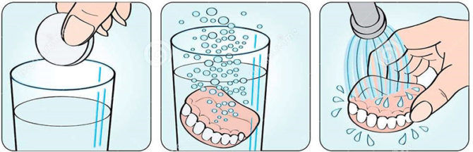 Rules for the use of tablets for disinfection of prostheses